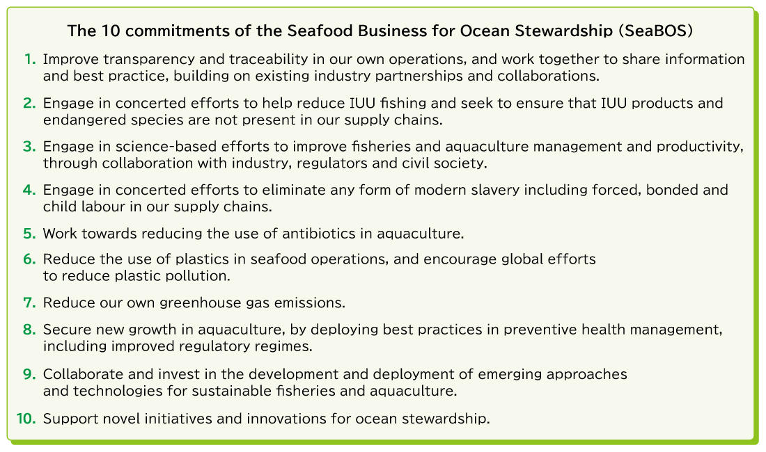 The 10 commitments of the Seafood Business for Ocean Stewardship (SeaBOS)