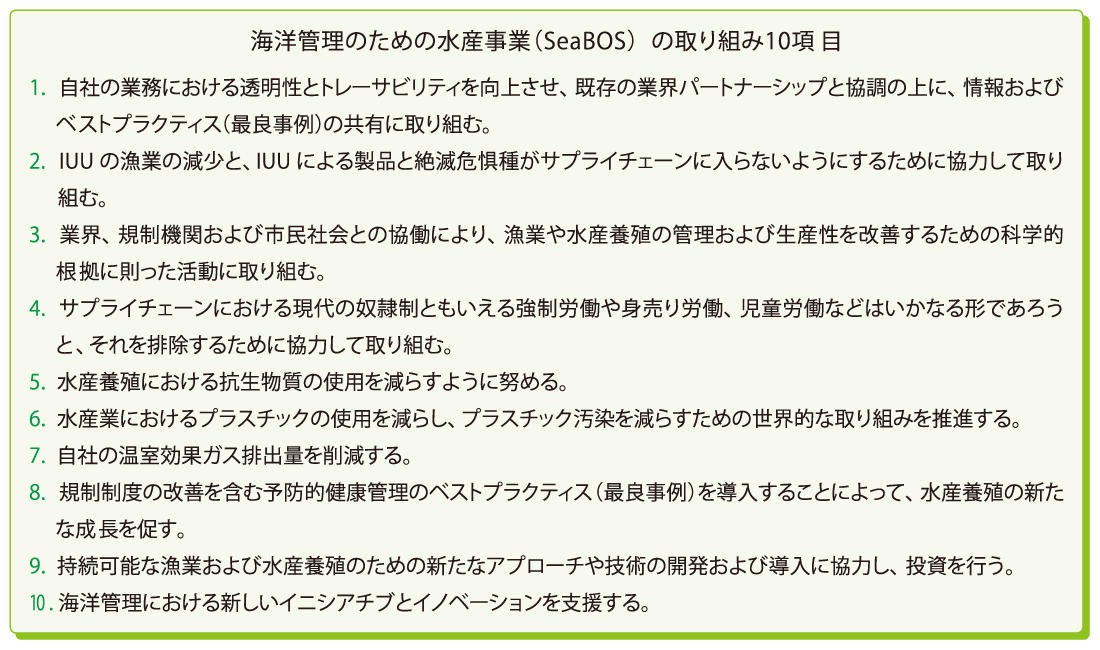 海洋管理のための水産事業（SeaBOS）の取り組み10項目