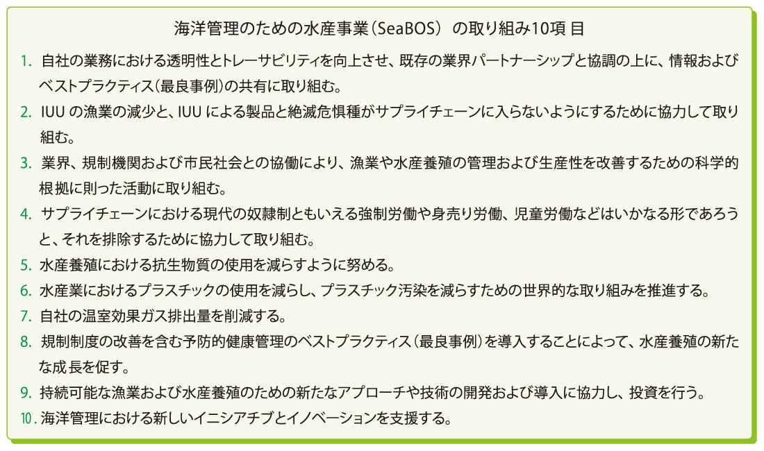海洋管理のための水産事業(SeaBOS)の取り組み10項目